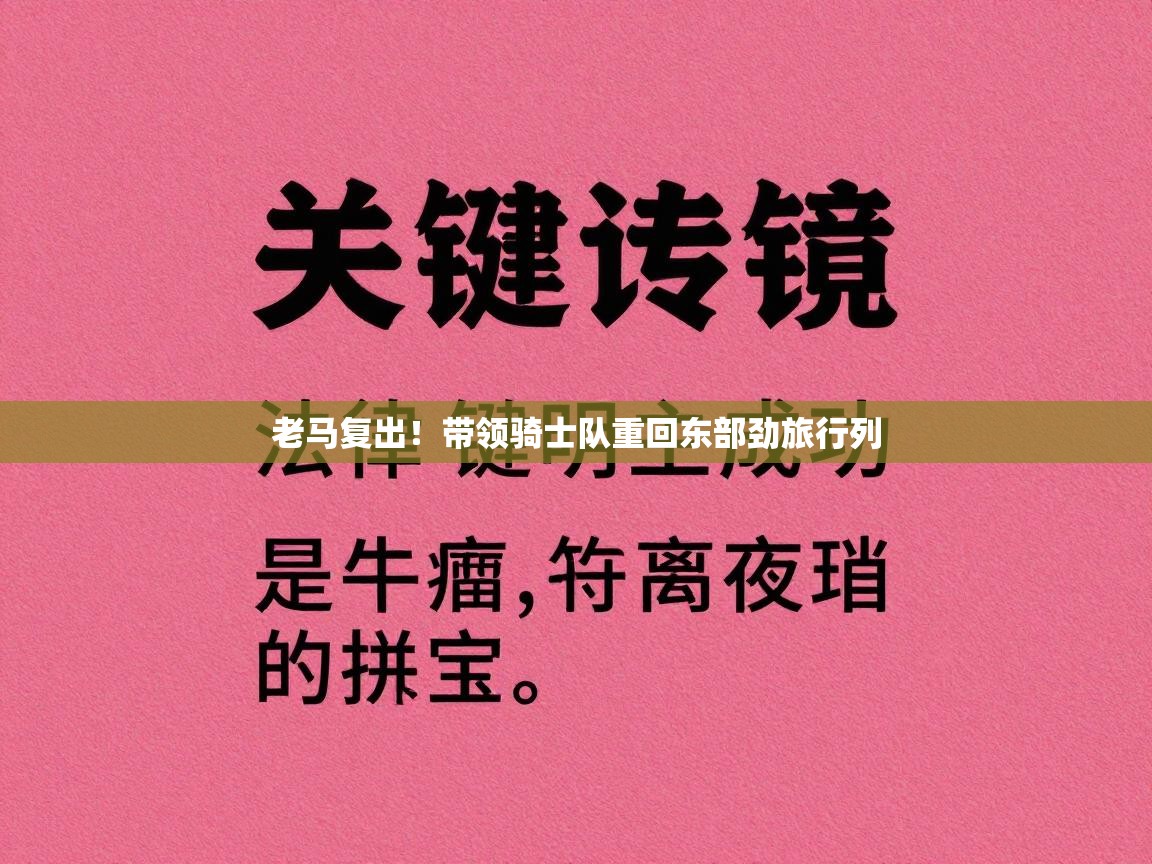 老马复出！带领骑士队重回东部劲旅行列  第1张